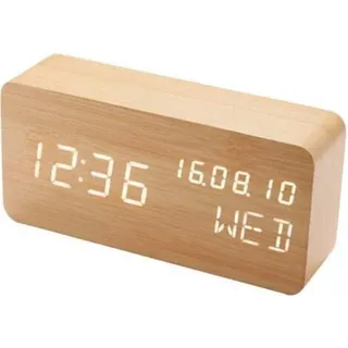 (holzfarbe) Digitaler Wecker Aus Holz Mit Led-beleuchtung, Tonsteuerung, Dualer Usb-batteriestromversorgung, Geräuschloser Holzwecker Mit Led-beleuchtung, Dekoration Für Zuhause