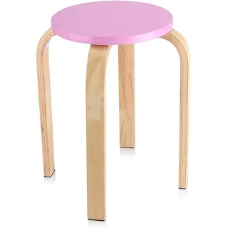 GOTOTOP 4 Farbe Hocker Sitzhocker Holzhocker Stapelhocker Küchenhocker Wohnzimmer Möbel Dekoration für Ihrer Küche, Ihrem Speise- oder Home-Pub-Bereich benötigen,45,5 * 30cm (pink)