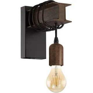 EGLO Wandlampe Townshend 4, 1 flammige Vintage Wandleuchte im Industrial Design, Retro Lampe aus Stahl in Rostoptik, E27 Fassung
