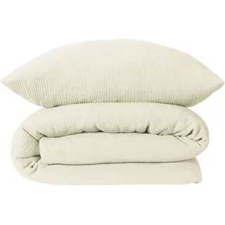 Schiesser Bettwäsche Molly aus supersofter Musselin-Qualität in gedeckten Farben, Musselin, 2 teilig, OEKO-TEX® MADE IN GREEN weiß