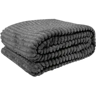 BestLivings Kuscheldecke Jacquard Flanell 130 x 170 cm Anthrazit