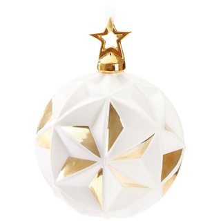 BRUBAKER Weihnachtsbaumkugel Premium Weihnachtskugel Stern Weiß Gold mit 3D Oberfläche (1 St), 10 cm Weihnachtsbaumkugel - Weihnachtsdekoration weiß