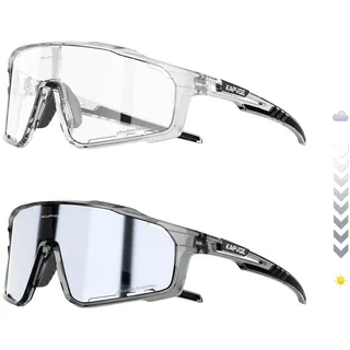 KAPVOE Selbsttönende Vollrahmen-Fahrradbrille für Herren Damen, UV400 Sportsonnenbrille mit TR90 und Belüftung für Rennrad, MTB, Gravel & Laufen, K76
