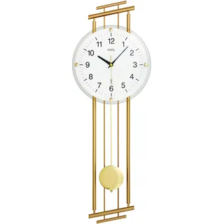 AMS Funk-Pendelwanduhr "F5315", grau (messingfarben), Wanduhren, B/H/L: 23cm x 7cm x 65cm, Quarzuhr, Metallgehäuse,Esszimmer,Wohnzimmer