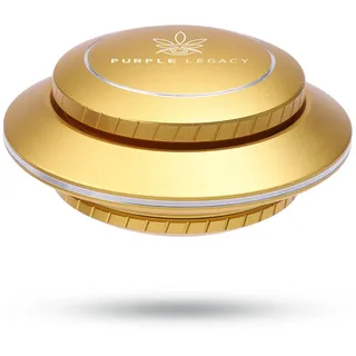 PURPLE LEGACY® Galactic Grinder - Premium Set im UFO-Design, Scharfe Zähne, für Kräuter und Gewürze, Küchenzubehör, Aus Aluminium, Magnetdeckel, ø 63 mm, 4-Teilig Grinder Set (Gold)