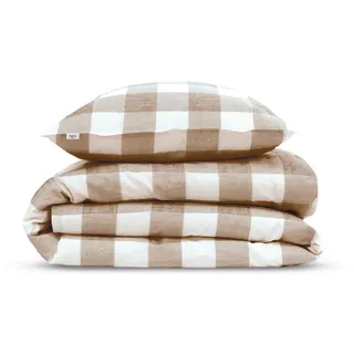 Zo Home Quattro-di-Lino kariert Baumwolle Beige 155 x 220 cm + 80 x 80 cm