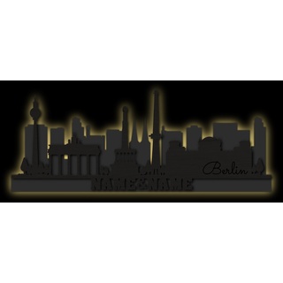 Namofactur Skyline Stadtsilhouette LED Holz Wanddeko beleuchtet | Individuell Personaliert | Wähle aus 3 Größen (Berlin)