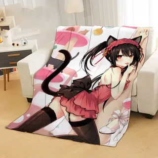 DATE A LIVE Tokisaki Kurumi Anime Flanell 3D Digital gedruckte Decke Bettwäsche Fit Office Home Stil: Hasenmädchen