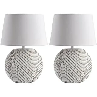 2er Set Tischlampen Modern Skandinavisch Weiß Keramik Nachttischlampe Betonoptik