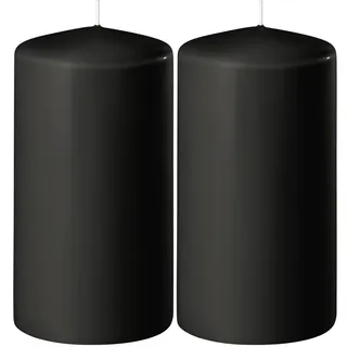 Wenzel Stumpenkerzen 2er Set SAFE CANDLE, H 13 cm, Schwarz - Paraffinwachs - 7 x 13 cm - selbstlöschend - 2er Set