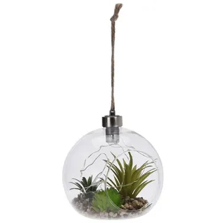 Koopman LED Dekolicht Leuchtdeko zum Hängen LED, LED, Glaskugel mit künstlichen Tillandsien und Lichterkette weiß