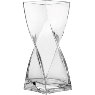 Leonardo Volare Vase, geschwungene dynamisch geformte Blumenwase mit massivem Eisboden, handgefertigtes Klarglas, Höhe 25 cm, 1200 ml, 014101