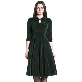 H&R London - Rockabilly Kleid knielang - Glamorous Velvet Tea Dress - XL bis 6XL - für Damen - Größe 6XL - dunkelgrün