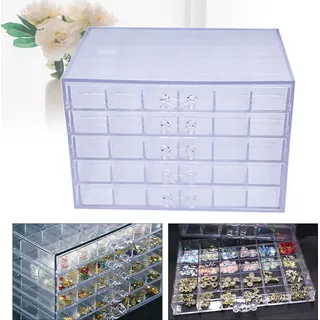 120 Gitter 5 Schichten Nagelzubehör Aufbewahrungsbox Organizer Schmuckkästchen Acryl Schubladen Schmuckschatulle für Ringe Ohrringe Nagellack (t... - Transparent