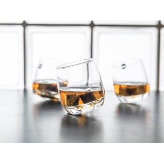 Gravidus Whiskyglas 6 x Bar Rocking Whisky Glas Whiskey Trinkglas Gläser - runder Boden 200 ml