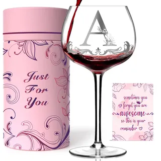 Personalisierte Weingläser für Frauen – mit Gravur, originelles Geschenk zum Geburtstag oder Weihnachten für Mama, Ehefrau, Schwester, Tochter oder Freundin (Buchstabe A)
