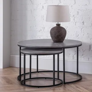 Julian Bowen Runder Couchtisch „Staten“, in Satzform, Betonoptik