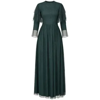 Modavitrini Tüllkleid Abendkleid Maxikleid aus gepunktetem Tüll langarm festlich elegant grün 38(EU 36)