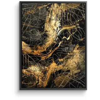 DOTCOMCANVAS® Leinwandbild Black Power, Leinwandbild Abstrakte Kunst moderne Kunst hochkant gold schwarz schwarz