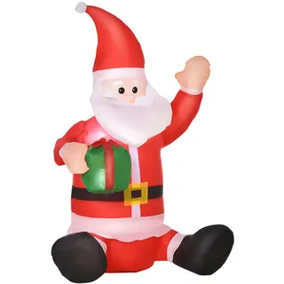 Homcom Aufblasbarer Weihnachtsmann 120 cm Kunststoff 70x50x120 cm inkl. Geschenk rot