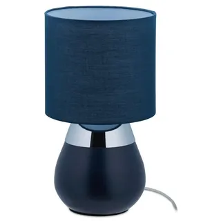 Relaxdays Nachttischlampe Touch oval Dunkelblau