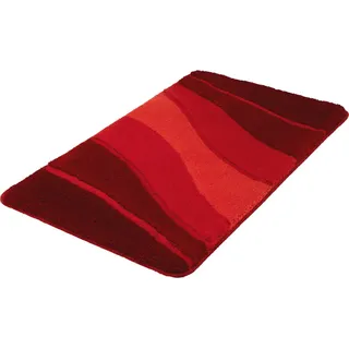 Kleine Wolke Badematte Ocean, Badvorleger, Badezimmer Teppich, Höhe 21 mm, rutschhemmend beschichtet, fußbodenheizungsgeeignet, Kunstfaser, rechteckig, Badteppich, Wellen Design, mit Farbverlauf, Hoch-Tief Effekt, waschbar rot rechteckig | 70 cm x 120 cm x 21 mm