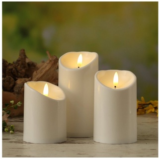 MARELIDA LED-Kerze LED Kerzenset für Außen flackernd outdoor 3 Größen Timer weiß 3er Set (3-tlg) weiß