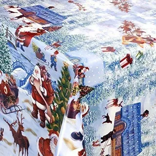 KEVKUS Wachstuch Tischdecke Meterware Weihnachten Weihnachtsdorf 01228-00 Größe wählbar in eckig rund oval (120 x 140 cm eckig)