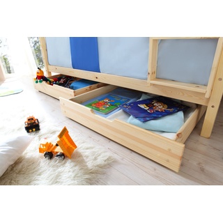 Schubkasten Set Bettkasten Marcel auf Rollen für Kinderbetten Kiefer Natur