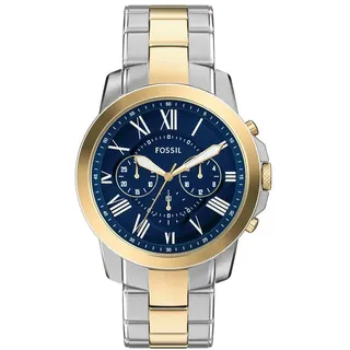 Fossil Herren Grant Uhr, Quarz-Chronographenwerk mit Edelstahlarmband