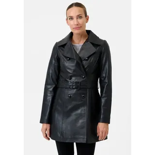 RICANO Ledermantel Rosalia luxuriöser Ledermantel mit Gürtel schwarz XL