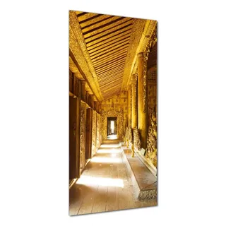 Wallario selbstklebende Duschrückwand 80 x 190 cm mit Motiv Buddhistischer Tempel aus Holz - Mandaley - Wandverkleidung mit Hochglanzlaminat in Gl... - Schwarz