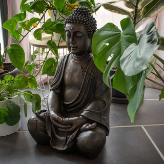 Buddha Figur Ess Zimmer Garten Außen Deko Skulptur braun Statue Feng Shui Asia