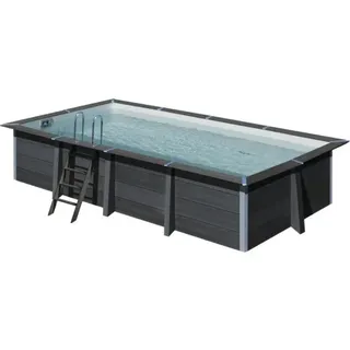 Aufstellpool WPC-Pool-Set Gre eckig 606x326x124 cm inkl. Sandfilteranlage, Skimm