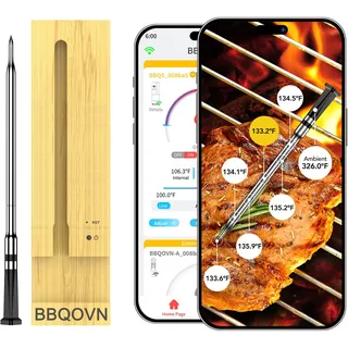 WiFi Bluetooth Wireless Meat Thermometer Unlimited Range, Check Temp Anywhere,7 NIST Certified Sensors with Ambient Temp, Monitor for BBQ, Grill, Oven, Smoker, Air Fryer (Violet)