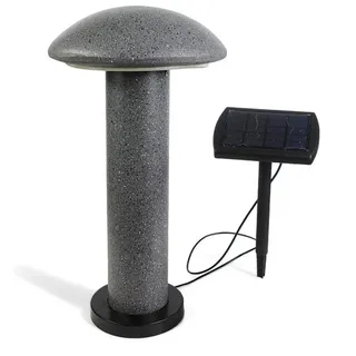 Arnusa LED Solarleuchte Gartenleuchte Pilz Steinoptik Gartenlampe 1200 mAh 45 x 25 cm, LED fest integriert, Tageslichtweiß, Wegeleuchte ohne Strom grau