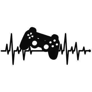 Namofactur 3D-Wandtattoo Holz 3D Wandtattoo Wanddeko Gamer Herzschlag, Gaming Controller Wandtattoo aus Holz, Wandgestaltung für Gamer schwarz