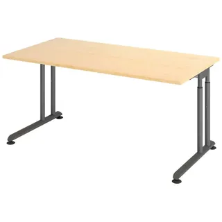 bümö Schreibtisch Serie-Z höhenverstellbar, Rechteck: 160 x 80 cm - Dekor: Ahorn - Gestell: Graphit braun