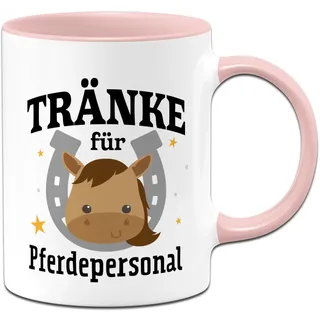 Pferde-Tasse mit Spruch: Tränke für Pferdepersonal - Geschenk für Reiter, Pferdeliebhaber, Pferdemädchen - Geschenkidee für Tochter, Freundin (Rosa)