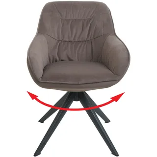 Esszimmerstuhl MCW-K28, Küchenstuhl Polsterstuhl Stuhl mit Armlehne, drehbar, Metall ~ Stoff/Textil braun