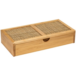 Badorganizer WENKO "Allegre" Aufbewahrungsboxen Gr. B/H/T: 28 cm x 6 cm x 14 cm, beige (natur, braun) Badaufbewahrung mit Schublade, aus Bambus und Rattan
