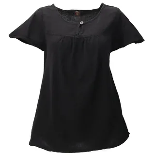 Guru-Shop Longbluse Boho Bluse, Blusenshirt, Sommerbluse - schwarz alternative Bekleidung schwarz M
