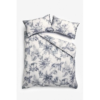 Bett-Set, Set aus Bettbezug und Kissenbezug mit Blumen- und, Next blau 135 cm x 200 cm