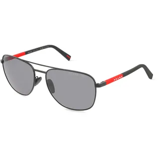 Prada Linea Rossa PS54ZS Herren-Sonnenbrille Vollrand Oval Metall-Gestell, schwarz