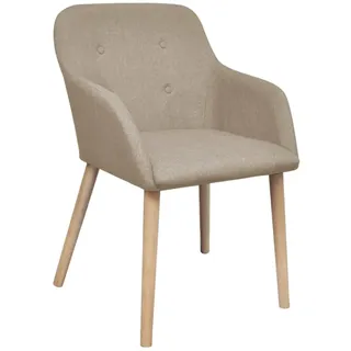 vidaXL Esszimmerstuhl Stoff beige Eiche 2er Set