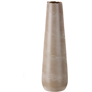 GILDE Keramik Vase Wave XL- Dekovase wasserdicht Höhe 60 cm beige Creme - Dekoration Wohnzimmer - europäische Herstellung