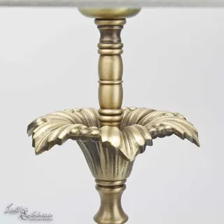 Premium Tischleuchte aus Messing bronziert Weiß Jugendstil E27 bis 60W 230V Stoff bestickt Nachttischleuchte Schlafzimmer Wohnzimmer Lampe Leuchte... - Bunt