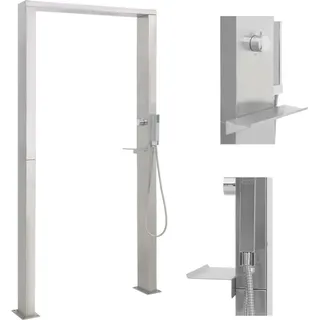 vidaXL Gartendusche Doppeldüsen 210 cm edelstahl 48201