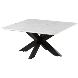 MASSIVMOEBEL24.DE Couchtisch Barcelona Marmor Weiß Eisen schwarz 90 x 90 x 45 cm