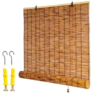 Bambusrollo Aussenbereich Wasserdicht, Bambus Rollo Sichtschutz Jalousie Vorhang Sonnenschutz Rollos Bambus 60 80 90 100 120 140 160cm Breit Raffrollos Für Fenster Und Tür